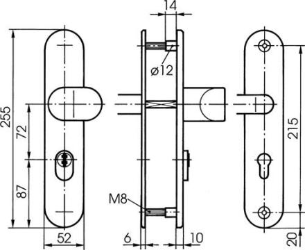 Ikon Stahl-Schutzbeschlag S 408 mit Zylinderabdeckung - Winkelknauf/Drücker (8mm)