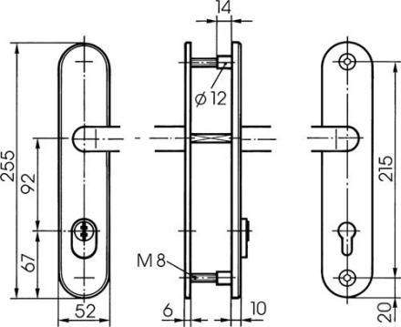 IKON Stahl-Schutzbeschlag S 413 mit Zylinderabdeckung - Drücker/Drücker