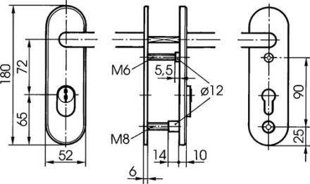 IKON Stahl-Schutzbeschlag S 423 mit Zylinderabdeckung - Drücker/Drücker