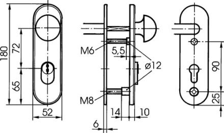 Ikon Stahl-Schutzbeschlag S 426 mit Zylinderabdeckung - Rundknauf/Drücker