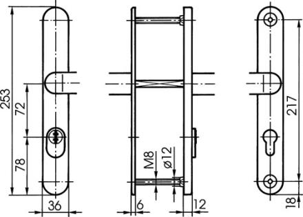 IKON Stahl-Schutzbeschlag S 633 mit Zylinderabdeckung - Drücker/Drücker