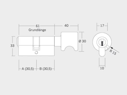 Winkhaus key Tec X-tra Knauf-Schließzylinder