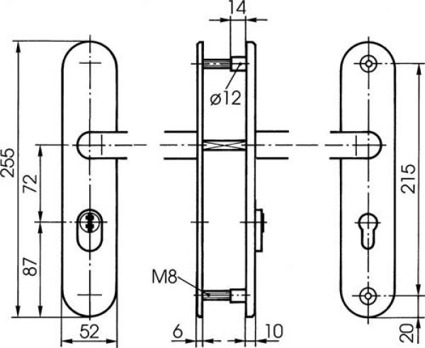 IKON Stahl-Schutzbeschlag S 403 mit Zylinderabdeckung - Drücker/Drücker