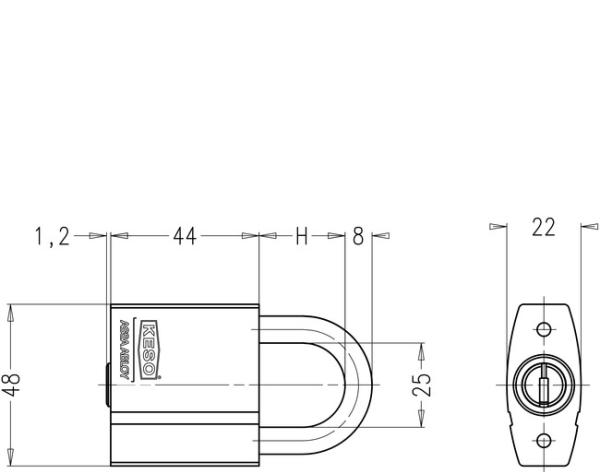 KESO Vorhangschloss 42.042 | Bügeldurchmesser 8 mm